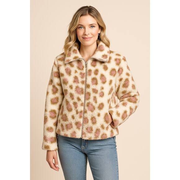 NEW- NWT Andrée by Unit Faux Fur Leopard Jacket - Picture 1 of 6